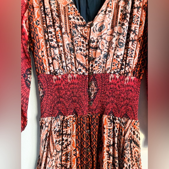 Free People Mexicali Rose Maxi Dress Indie Boho Cottage Festival Cowgirl Western - Picture 11 of 12